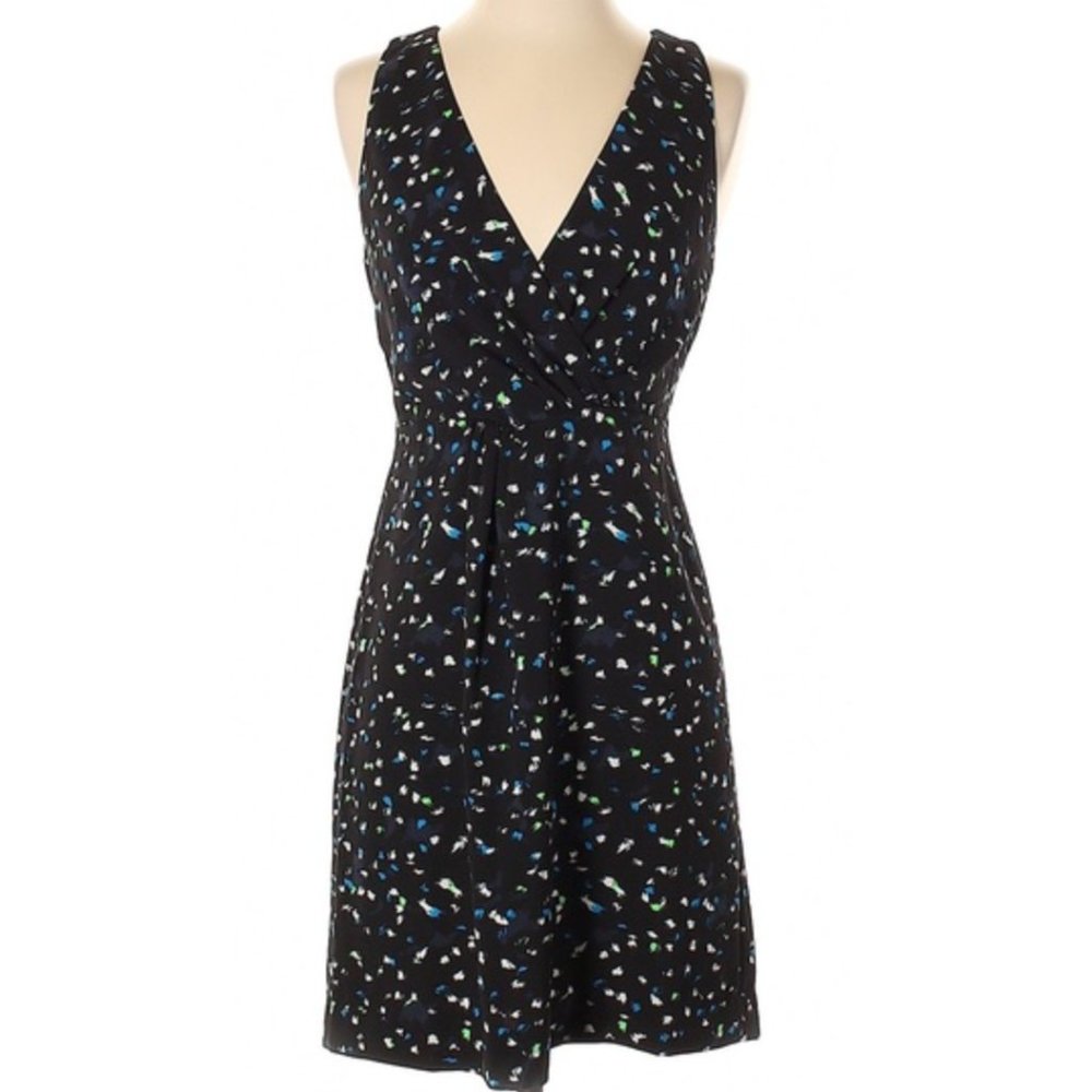 J. Crew V-Neck Dress in Brushstroke Print, Size 0